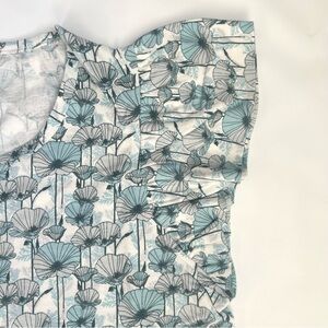Kate Quinn Retro Flutter Tee Women’s XL Blue Poppies Organic Cotton NWT